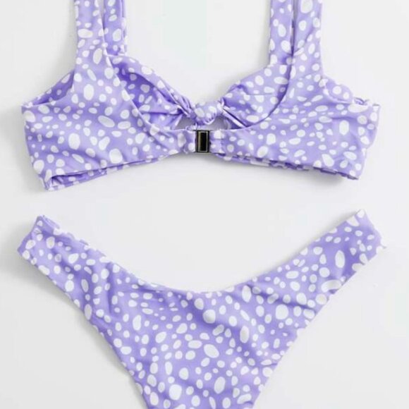 Zaful Purple Dalmatian Knot Cut Out Bikini Swimsuit - Picture 6 of 7